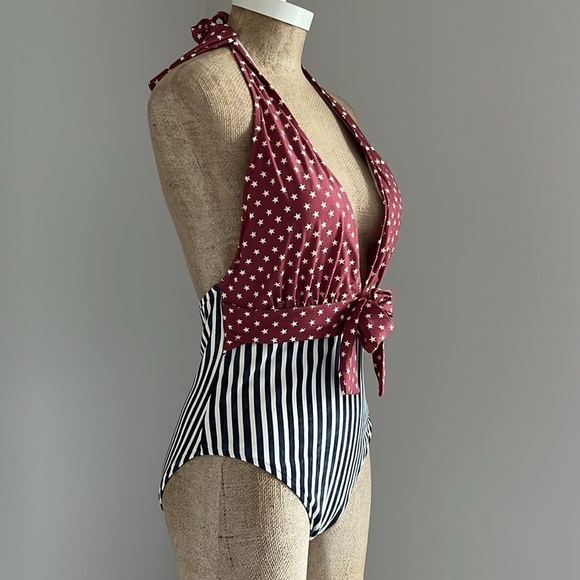 WEWOREWHAT Brooklyn Halter One Piece Bathing Suit Swimsuit Large NEW! - Picture 7 of 9